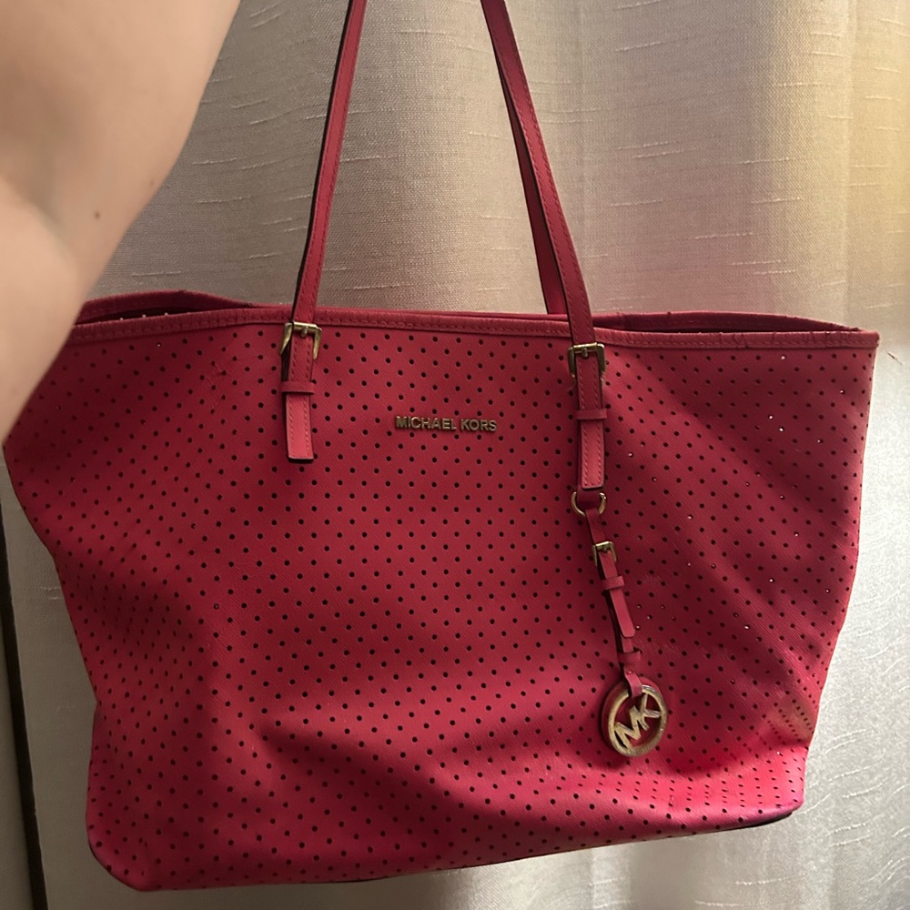 Pink michael kors tote bag